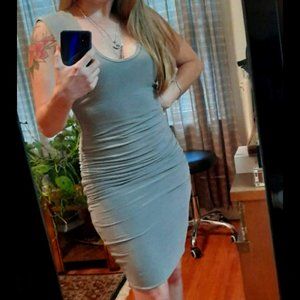 Sexy Ruched James Perse Gray Grey Knit Dress 2